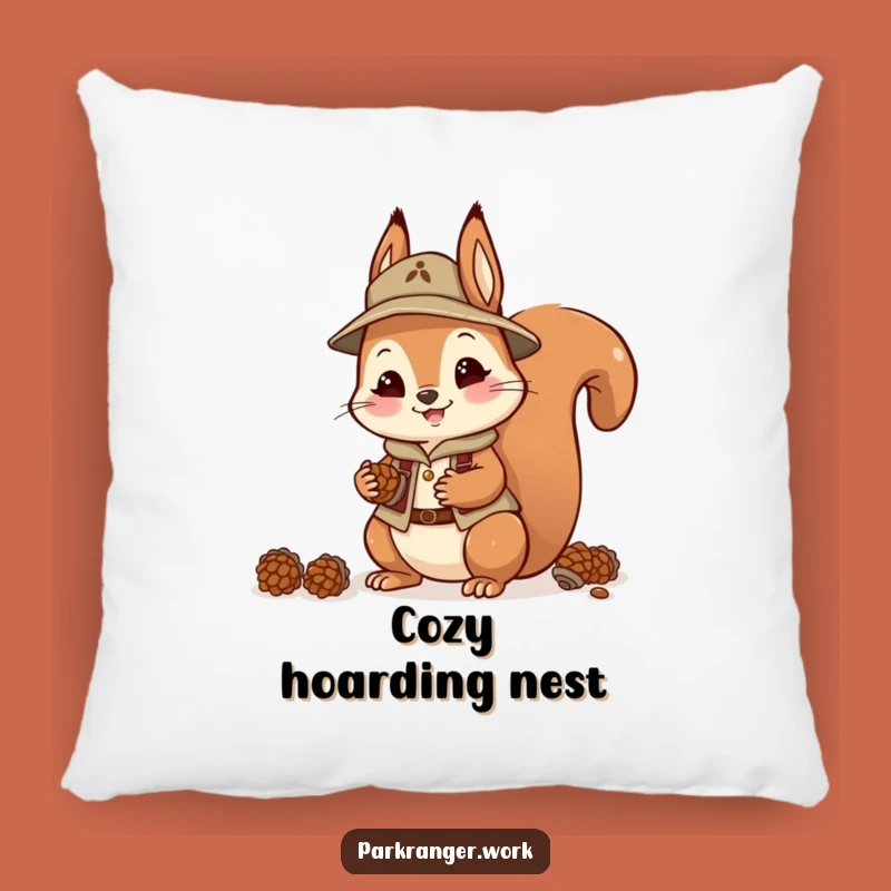 Funny Squirrel Ranger Pillow: Cozy Gathering, Hilarious Gift