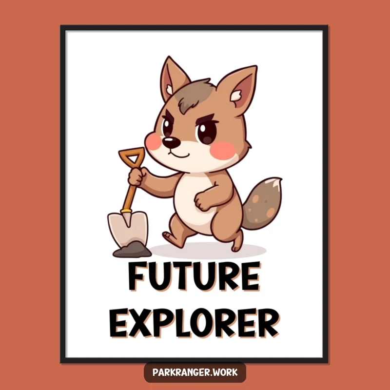 Funny Determined Animal Art: Shovel Action, Instant Funny Gift Download!