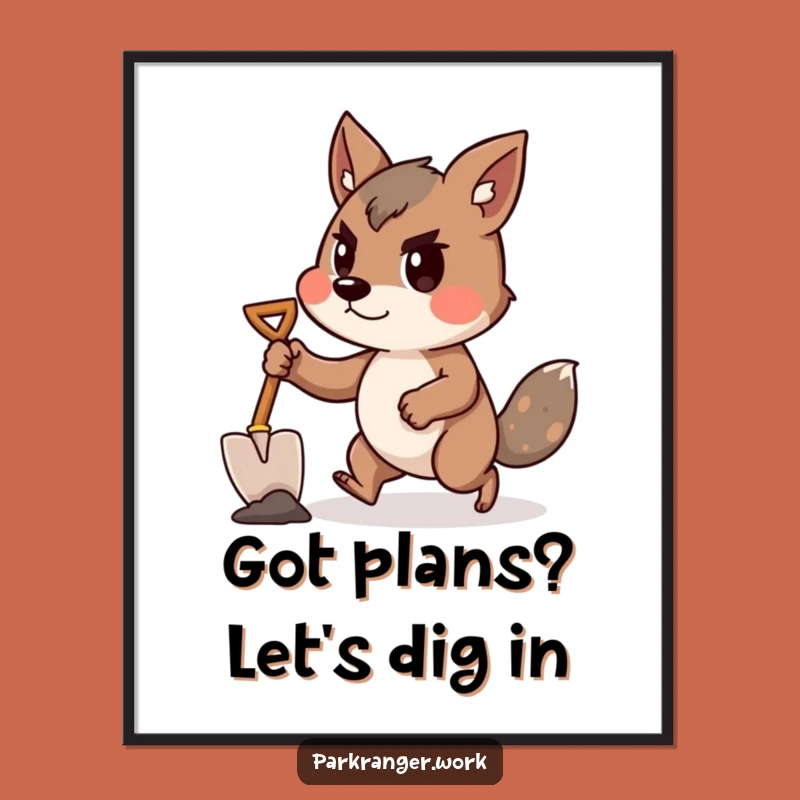 Free Printable Funny Wall Art: Determined Shovel Animal, Quirky Downloadable Decor