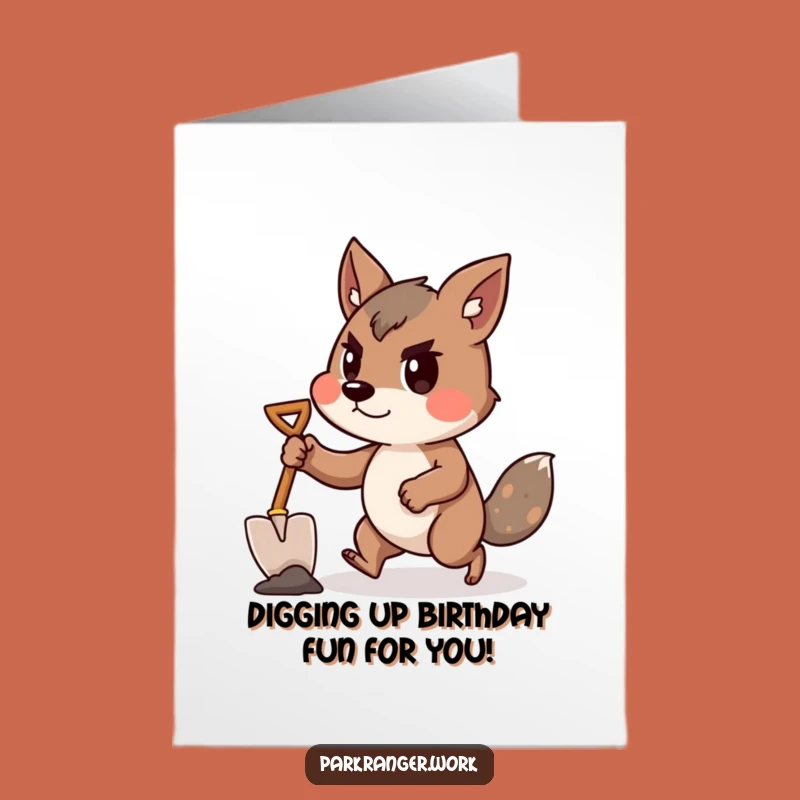 Free Printable Funny Birthday Card: Determined Shovel Animal, Humorous Downloadable Gift