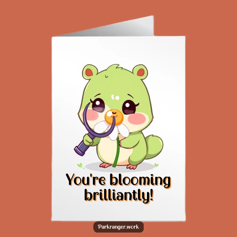 Free Printable Congrats Card: Green Animal Finds Success, Humorous Downloadable Gift