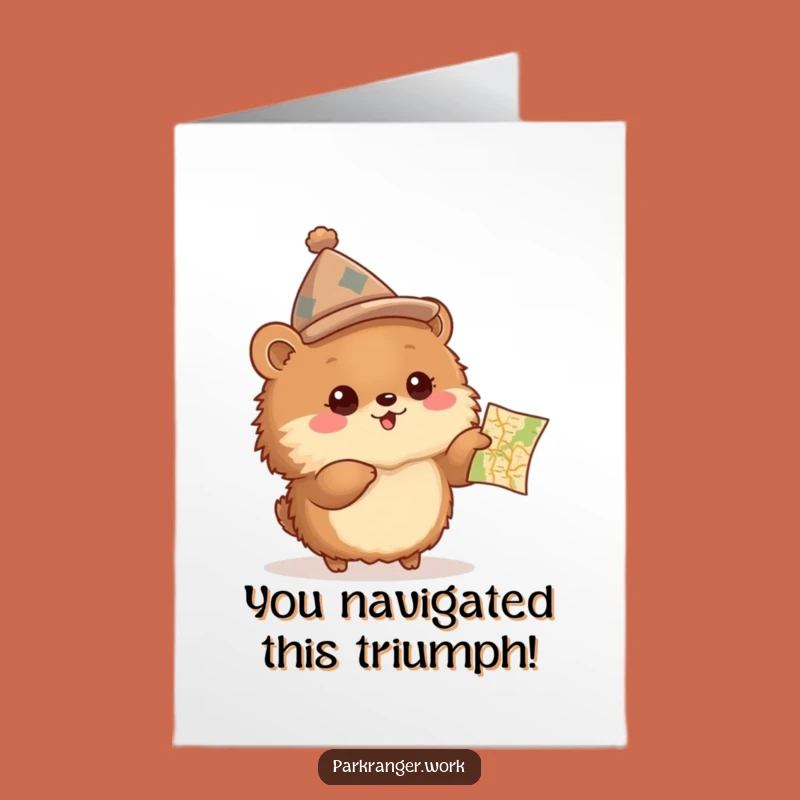 Free Printable Congrats Card: Animal Navigator Finds Success, Humorous Downloadable