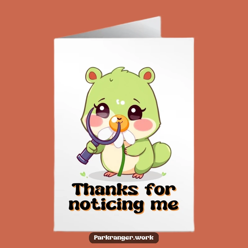 Free Printable Thank You Card: Green Animal Appreciates the Little Things, Funny Downloadable
